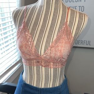 Lacey pink rose bralette sexy lingerie